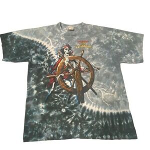 Vintage 90s Pirates Of The Caribbean Shirt Mens XL Tie Dye Disney Single Stitch‎